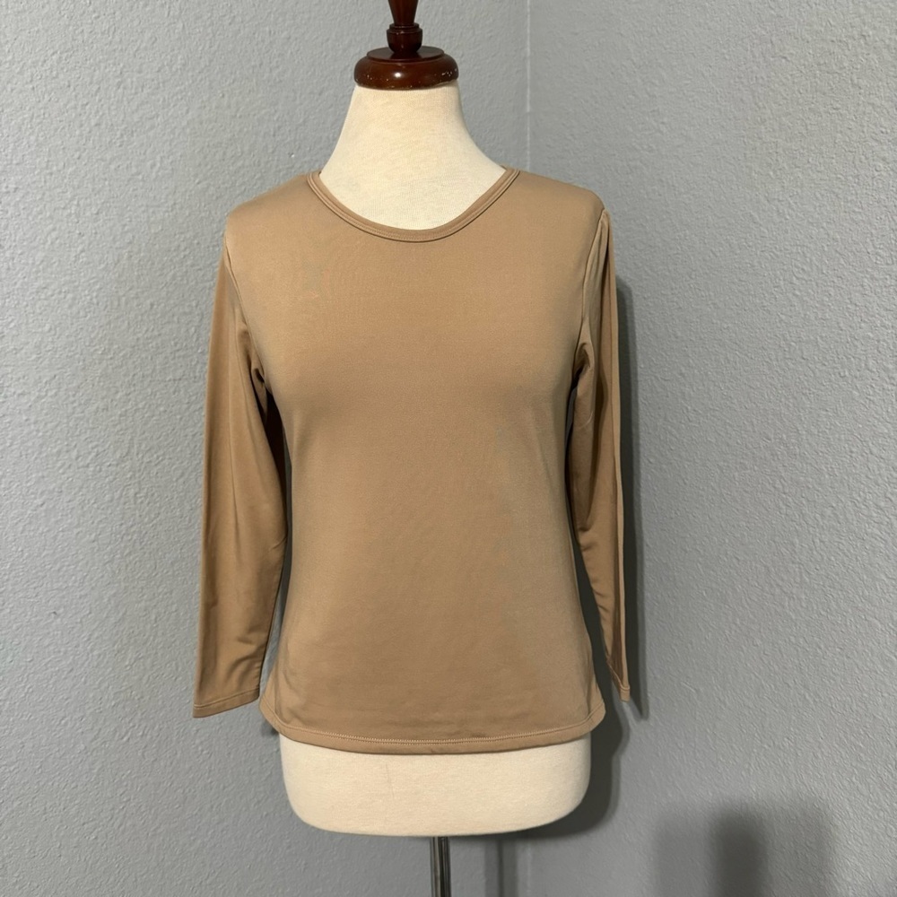Unique Lingerie Tan Long Sleeves Round‎ Neck Thermo Winter Shirt Size S - Picture 3 of 12